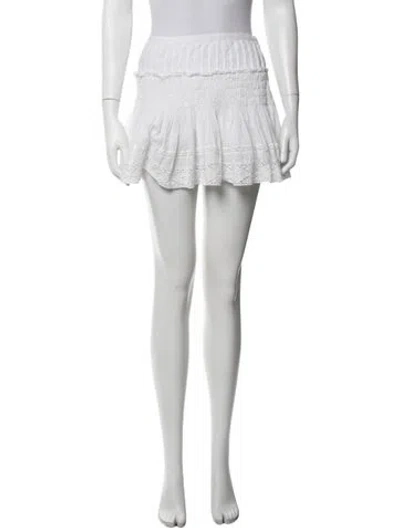 Pre-owned Loveshackfancy Floral Print Mini Skirt In White