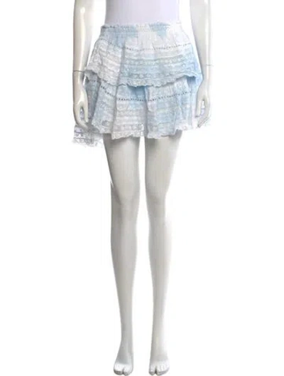 Pre-owned Loveshackfancy Floral Print Mini Skirt In White