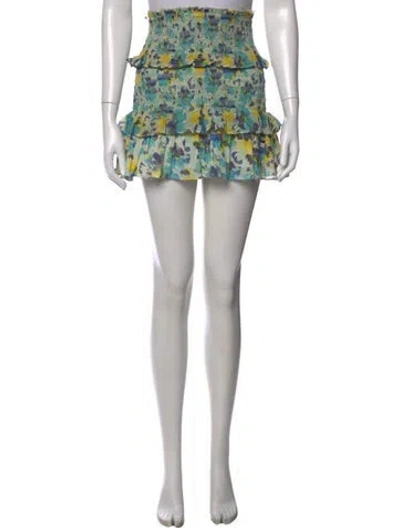 Pre-owned Loveshackfancy Floral Print Mini Skirt In White