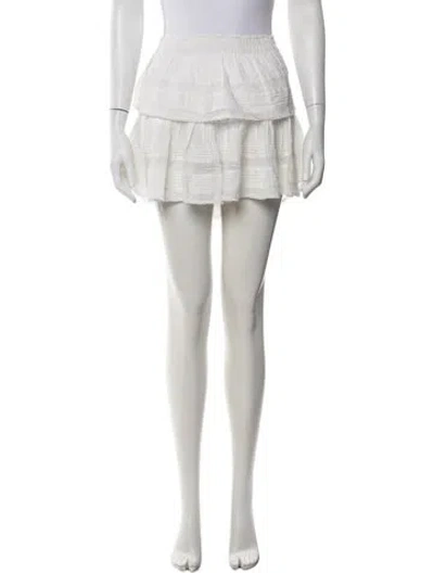 Pre-owned Loveshackfancy Floral Print Mini Skirt In White