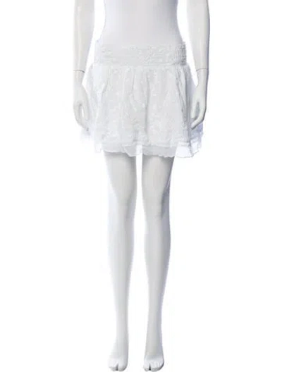 Pre-owned Loveshackfancy Floral Print Mini Skirt In White