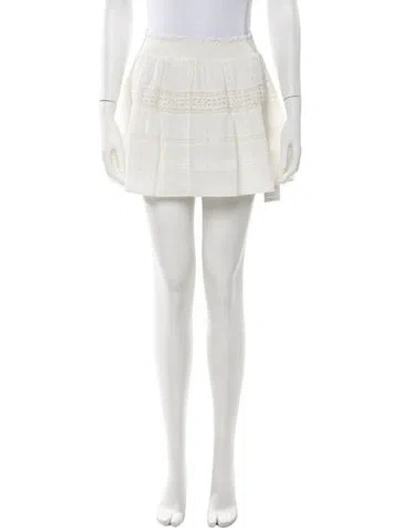Pre-owned Loveshackfancy Floral Print Mini Skirt In White