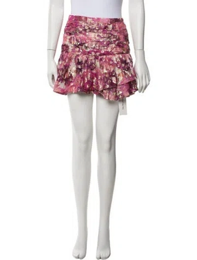 Pre-owned Loveshackfancy Floral Print Mini Skirt In White