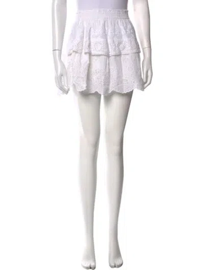 Pre-owned Loveshackfancy Floral Print Mini Skirt In White