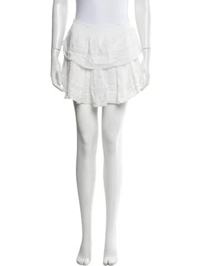 Pre-owned Loveshackfancy Floral Print Mini Skirt In White