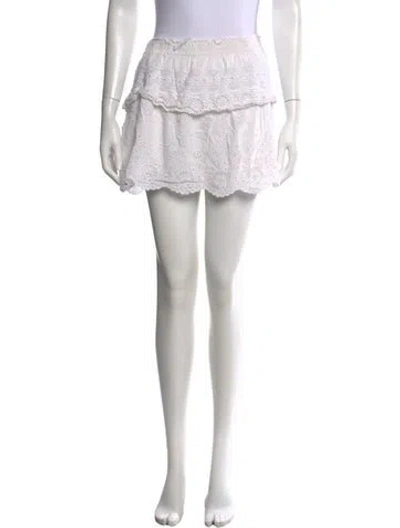 Pre-owned Loveshackfancy Floral Print Mini Skirt In White