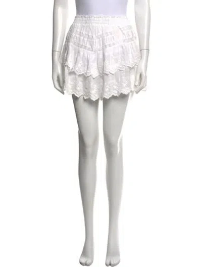 Pre-owned Loveshackfancy Floral Print Mini Skirt In White
