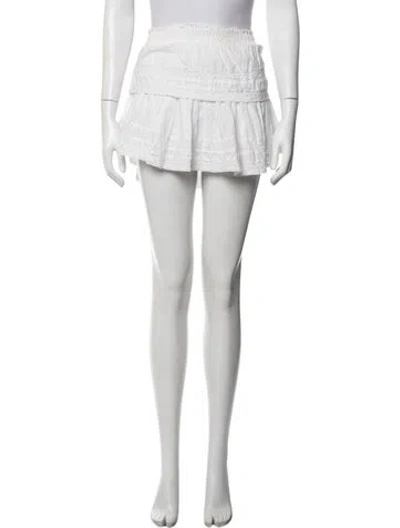 Pre-owned Loveshackfancy Floral Print Mini Skirt In White