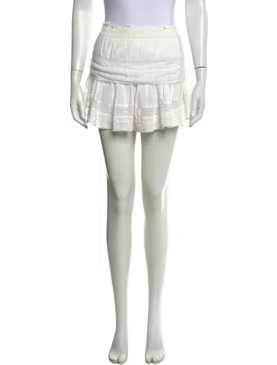 Pre-owned Loveshackfancy Floral Print Mini Skirt In White