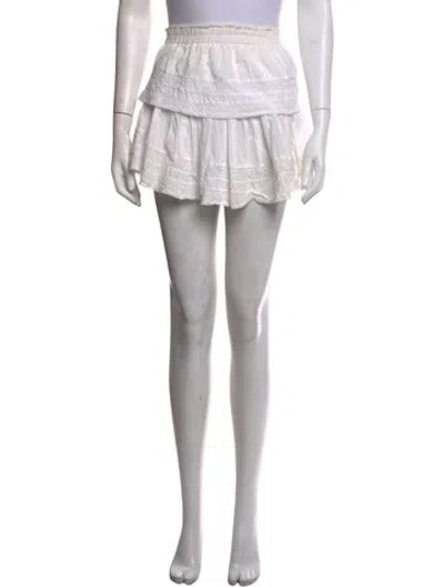 Pre-owned Loveshackfancy Floral Print Mini Skirt In White