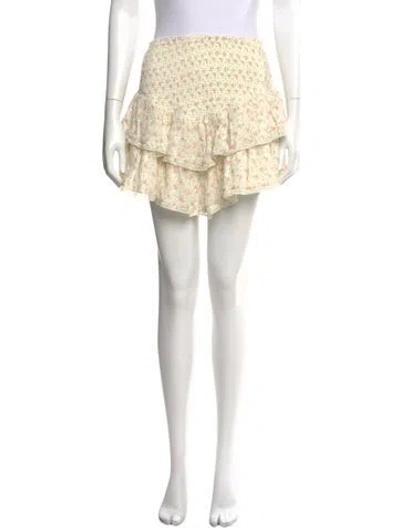 Pre-owned Loveshackfancy Floral Print Mini Skirt In Yellow
