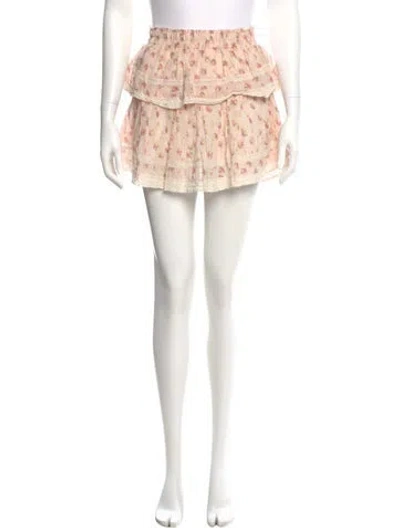 Pre-owned Loveshackfancy Floral Print Mini Skirt In Yellow