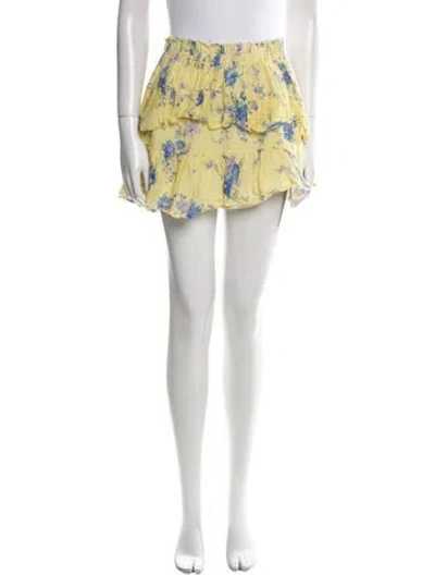 Pre-owned Loveshackfancy Floral Print Mini Skirt In Yellow