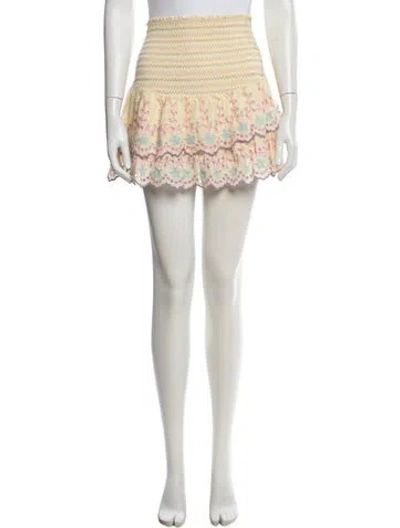 Pre-owned Loveshackfancy Floral Print Mini Skirt In Yellow