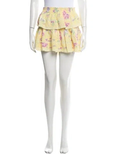 Pre-owned Loveshackfancy Floral Print Mini Skirt In Yellow