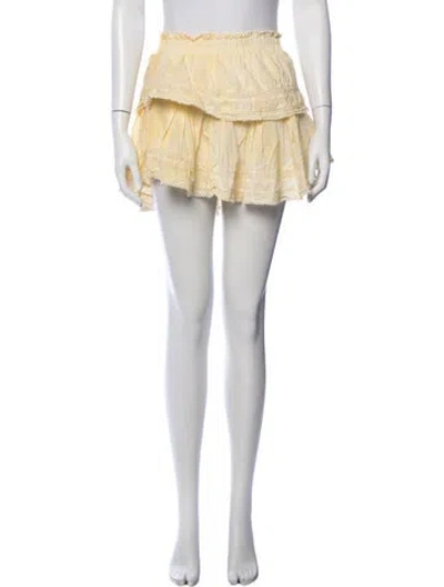 Pre-owned Loveshackfancy Floral Print Mini Skirt In Yellow