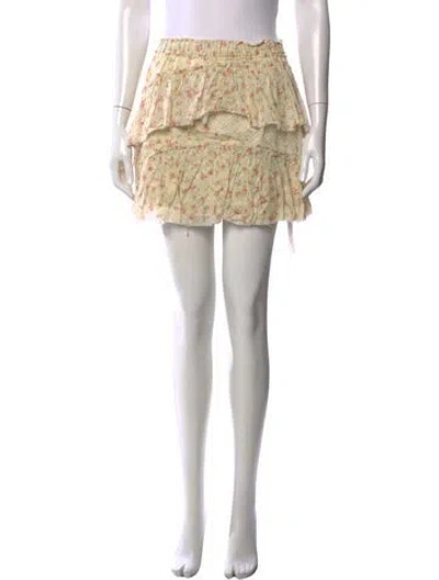 Pre-owned Loveshackfancy Floral Print Mini Skirt In Yellow