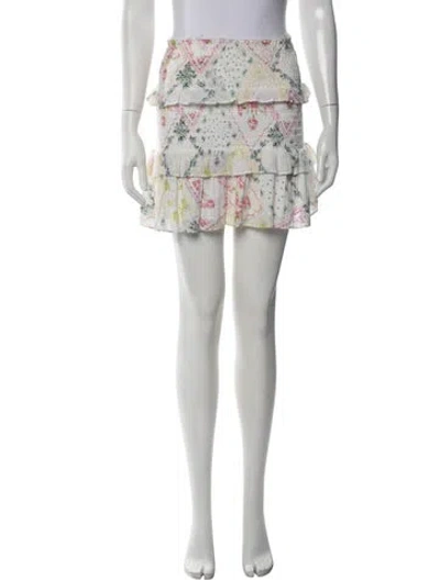 Pre-owned Loveshackfancy Floral Print Mini Skirt In Yellow
