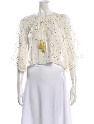 Pre-owned Loveshackfancy Floral Print Off-the-shoulder Blouse