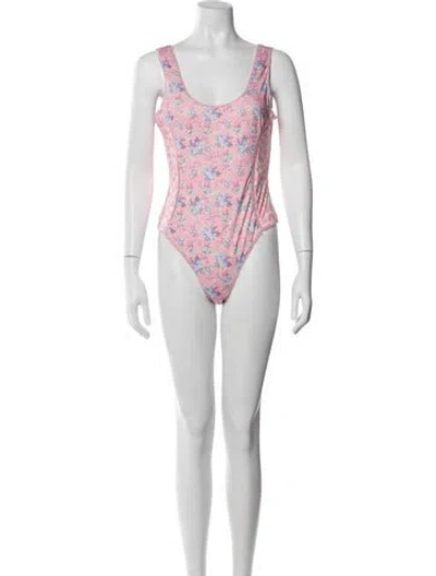 Pre-owned Loveshackfancy Floral Print One-piece W/ Tags In White