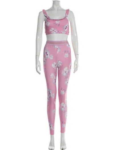 Pre-owned Loveshackfancy Floral Print Pant Set In Pink
