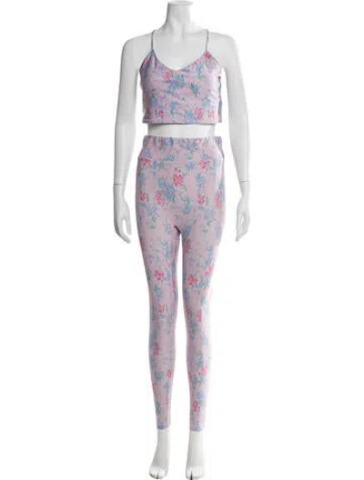 Pre-owned Loveshackfancy Floral Print Pant Set In Purple