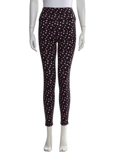 Pre-owned Loveshackfancy Floral Print Pants In Black
