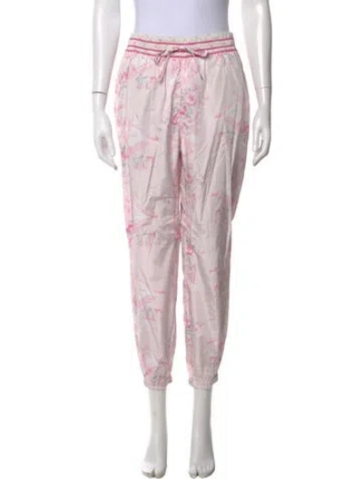 Pre-owned Loveshackfancy Floral Print Pants In Pink