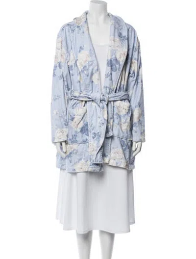 Pre-owned Loveshackfancy Floral Print Robe In Blue/white