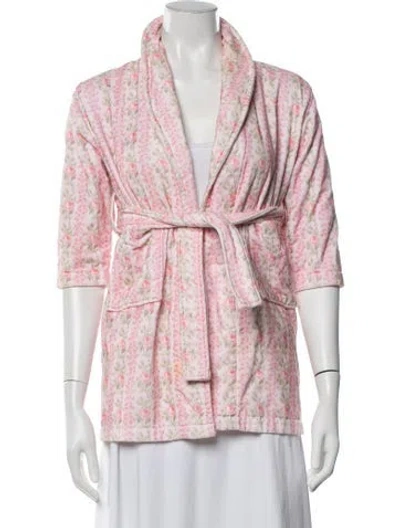 Pre-owned Loveshackfancy Floral Print Robe In Pink