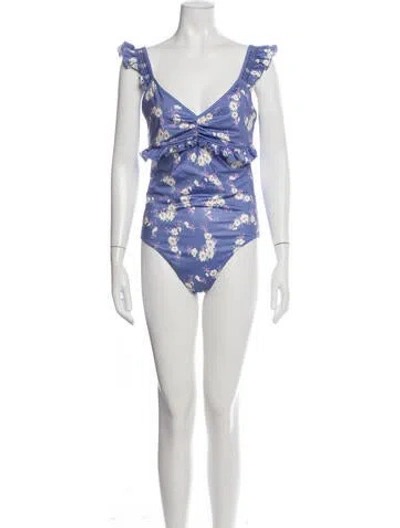 Pre-owned Loveshackfancy Floral Print Ruffle Embellishment One-piece In Multicolor