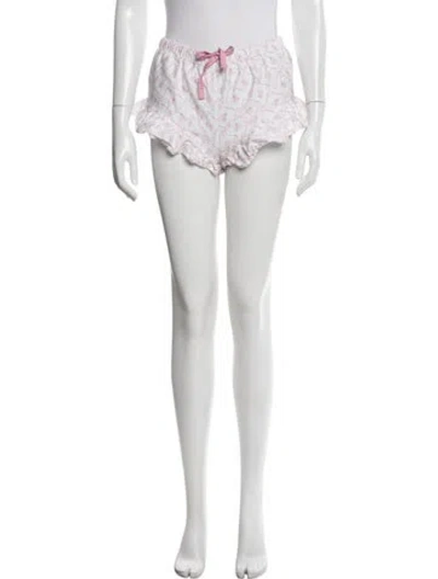 Pre-owned Loveshackfancy Floral Print Ruffle Embellishment Pajamas In Pink