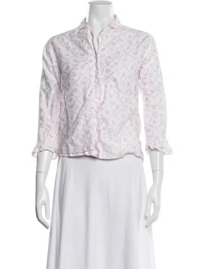 Pre-owned Loveshackfancy Floral Print Ruffle Embellishment Pajamas In Pink