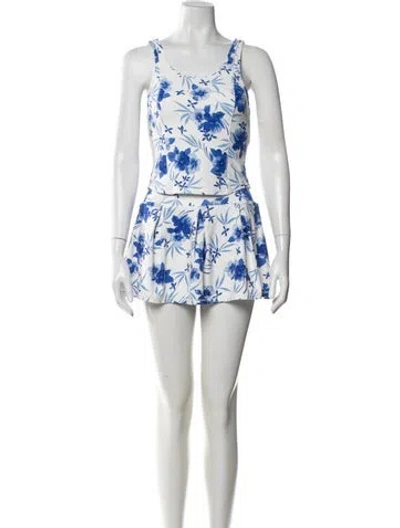 Pre-owned Loveshackfancy Floral Print Ruffle Embellishment Skirt Set In Blue