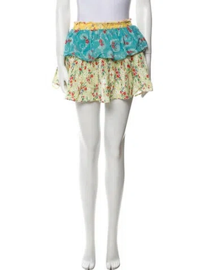 Pre-owned Loveshackfancy Floral Print Ruffle Embellishment Skirt Set In Neutral