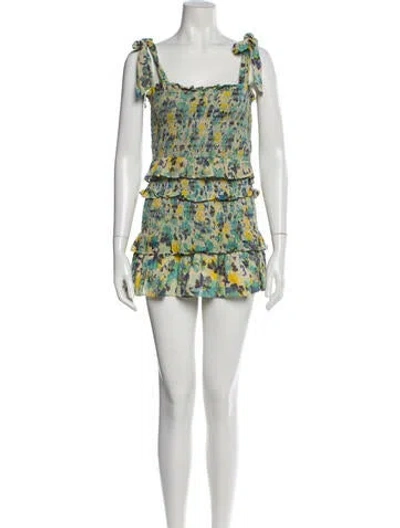 Pre-owned Loveshackfancy Floral Print Ruffle Embellishment Skirt Set In Pink