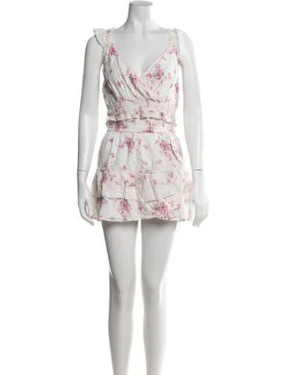 Pre-owned Loveshackfancy Floral Print Ruffle Embellishment Skirt Set In Pink