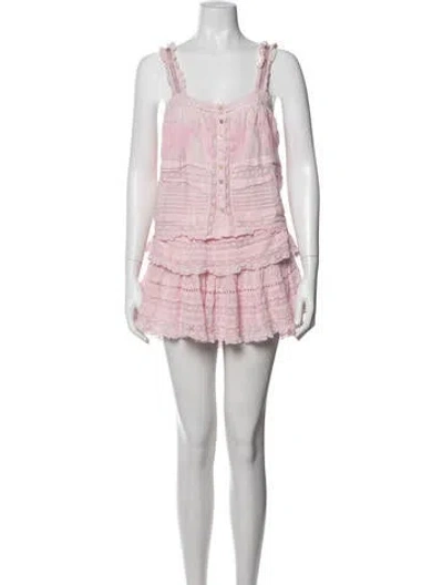 Pre-owned Loveshackfancy Floral Print Ruffle Embellishment Skirt Set In Pink