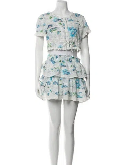 Pre-owned Loveshackfancy Floral Print Ruffle Embellishment Skirt Set In Pink