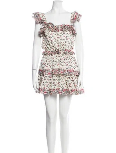 Pre-owned Loveshackfancy Floral Print Ruffle Embellishment Skirt Set In Purple