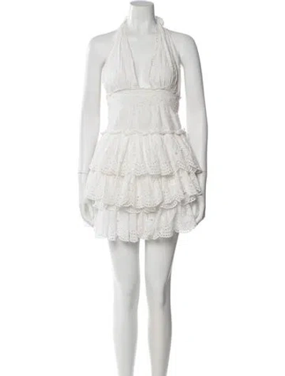 Pre-owned Loveshackfancy Floral Print Ruffle Embellishment Skirt Set In White