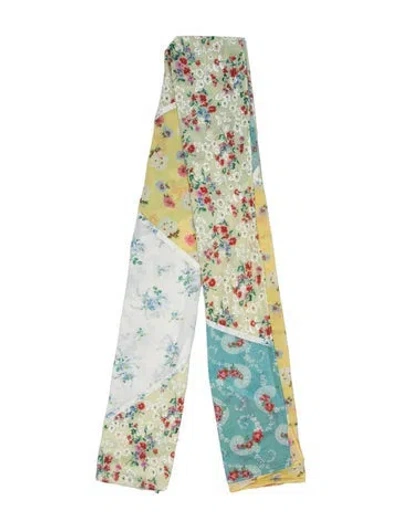 Pre-owned Loveshackfancy Floral Print Scarf In Neutrals/yellow