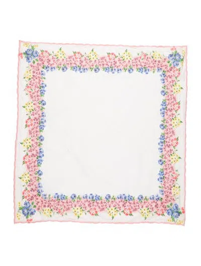 Pre-owned Loveshackfancy Floral Print Scarf W/ Tags In White