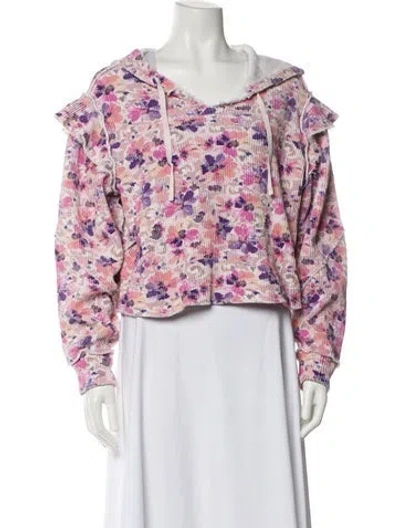 Pre-owned Loveshackfancy Floral Print Scoop Neck Blouse In Pink