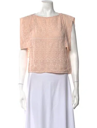 Pre-owned Loveshackfancy Floral Print Scoop Neck Blouse In Pink