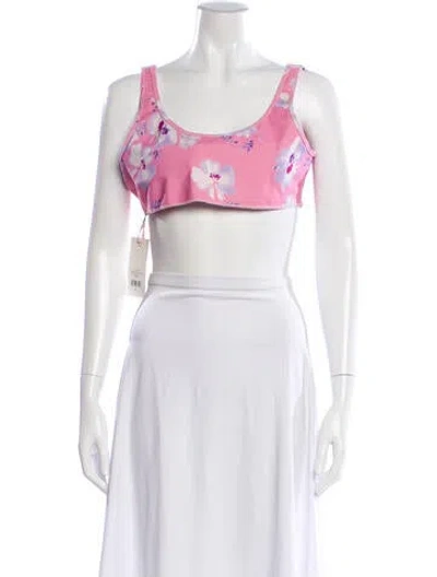 Pre-owned Loveshackfancy Floral Print Scoop Neck Crop Top In Multi