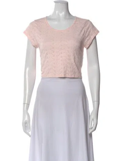 Pre-owned Loveshackfancy Floral Print Scoop Neck Crop Top In Pink
