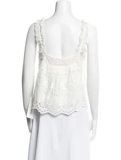 Pre-owned Loveshackfancy Floral Print Scoop Neck Top In Neutrals