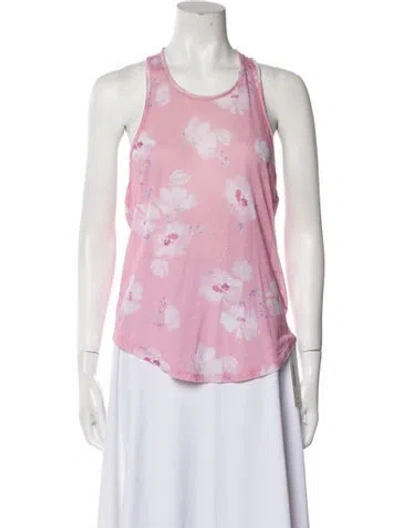 Pre-owned Loveshackfancy Floral Print Scoop Neck Top In Pink