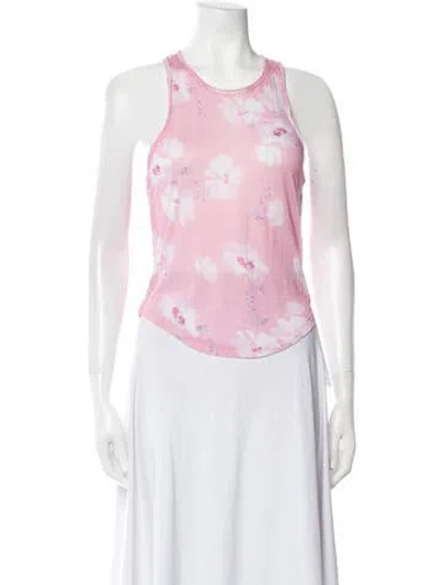 Pre-owned Loveshackfancy Floral Print Scoop Neck Top In Pink
